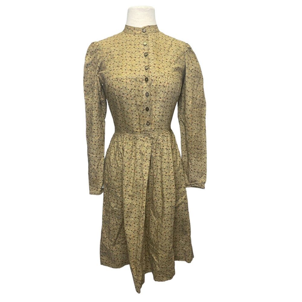 Vtg 1970's Gil Aimbez Genre Cottagecore‎ Floral Dress sz 10 Small Green Modest